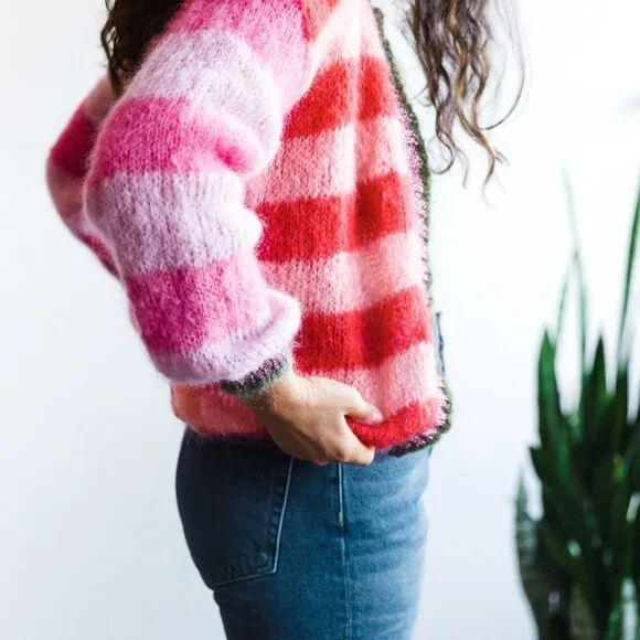 Striped Pink and Orange Cardigan - Picture 2 of 8